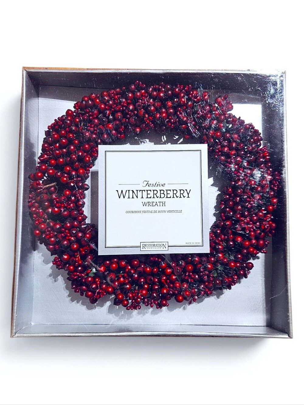 Restoration Hardware Festive Winterberry Wreath 13 inch in Cranberry Holiday NEW